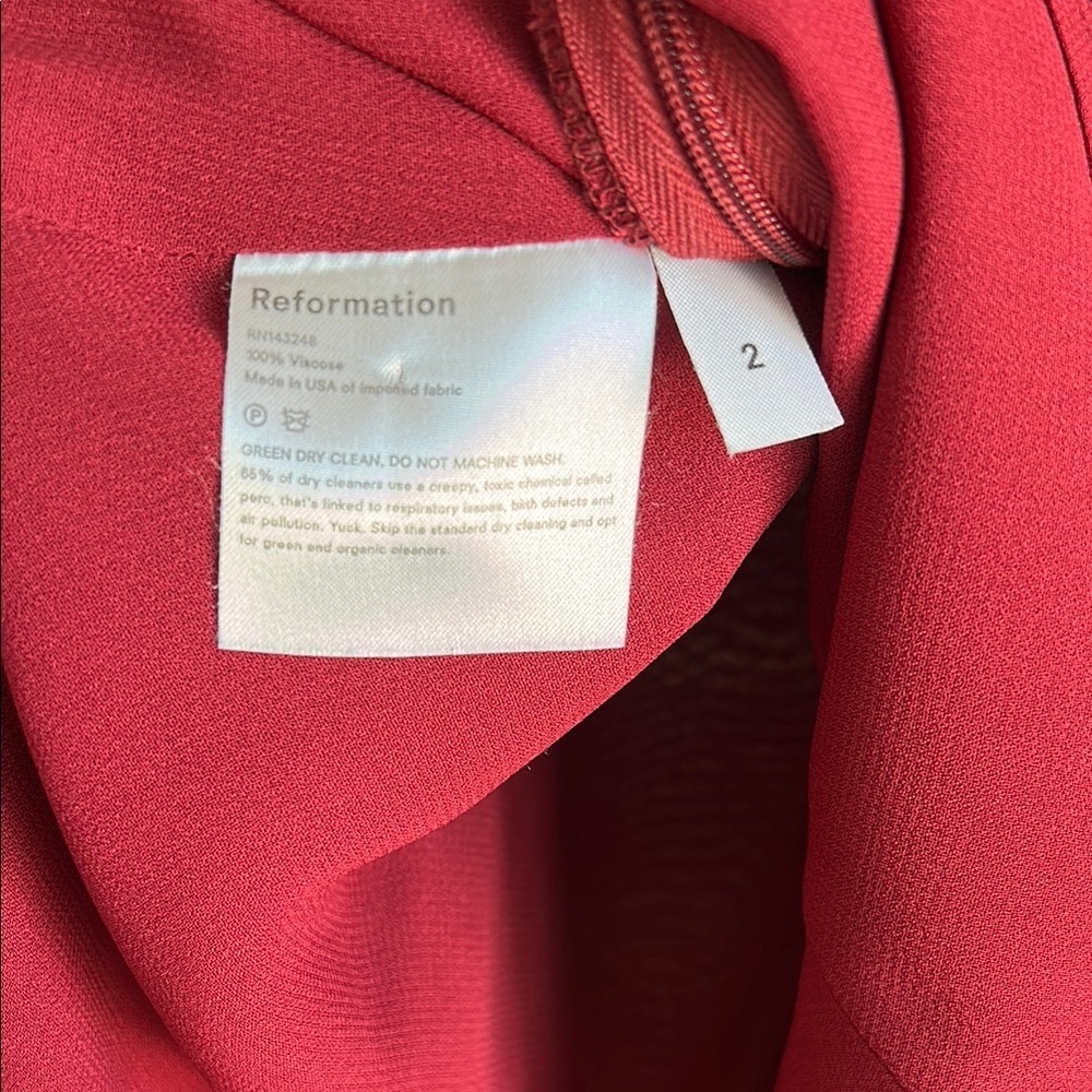 Reformation Gracie Burgundy Ruched Sleeve Mini Dress | 2 - Picture 5 of 5